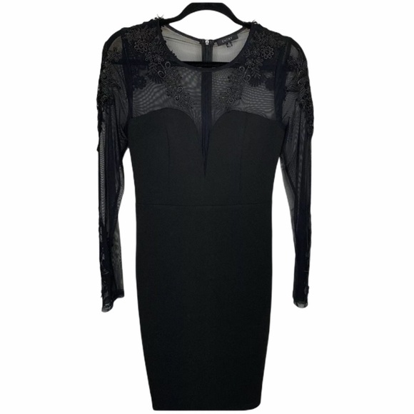 Entry Dresses & Skirts - New Entry Womens Black Fitted Lace Detail Dress M